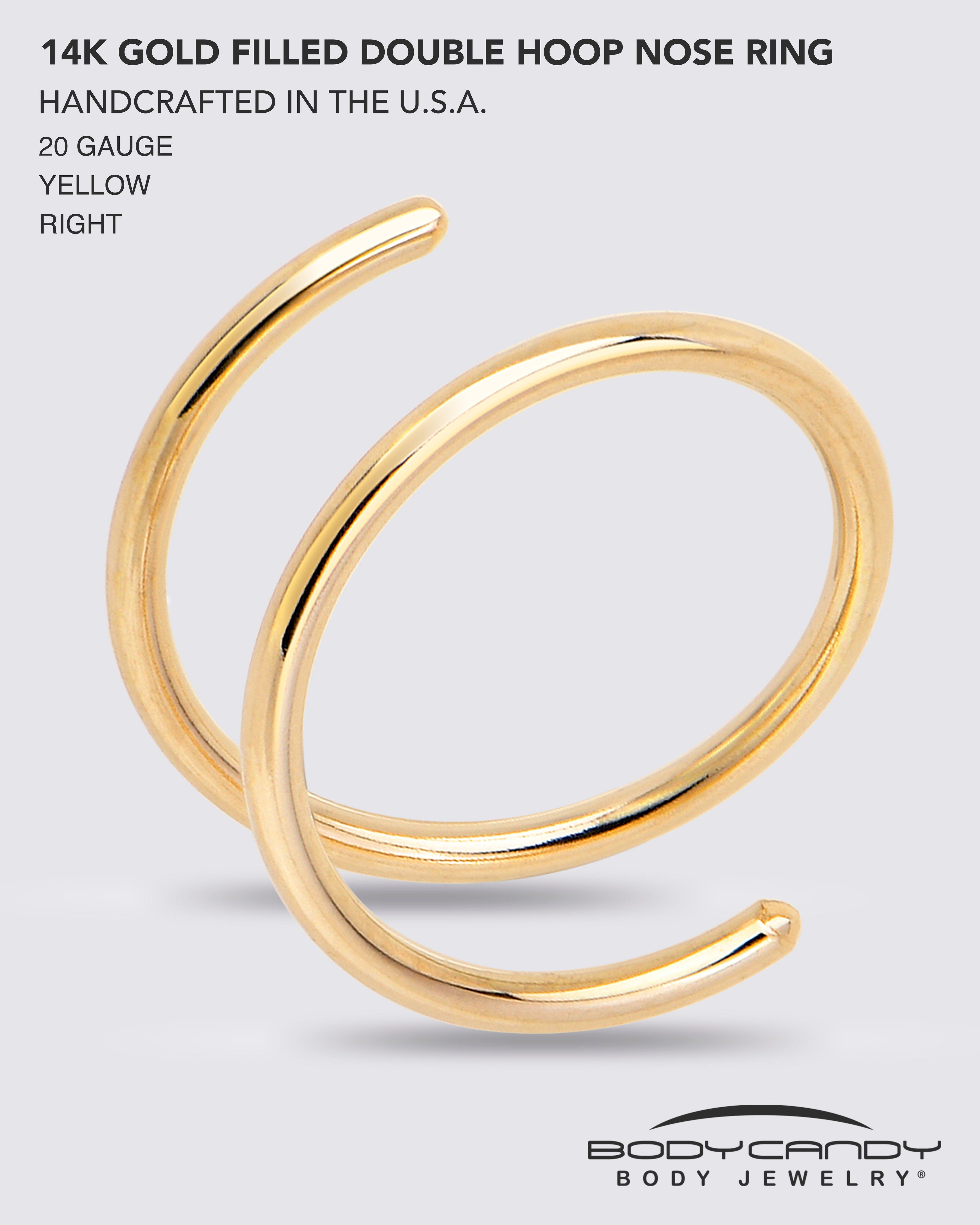 Double Hoop Nose 14k Yellow Gold Filled Spiral Nose Ring